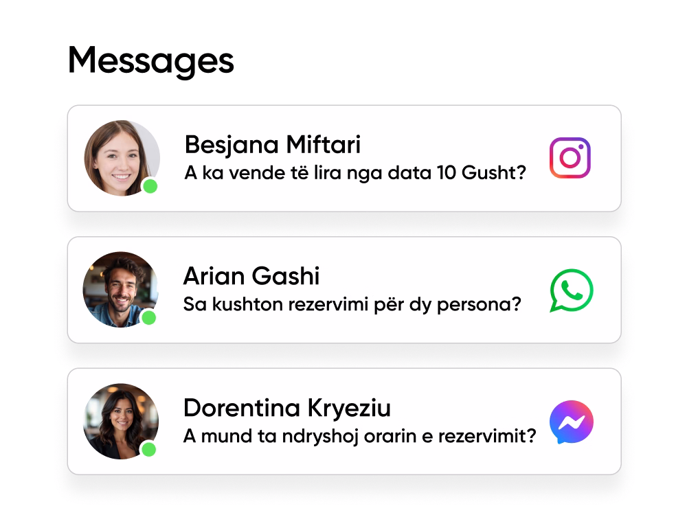 Inboks unified inbox showing customer messages from Instagram, WhatsApp, and Messenger.